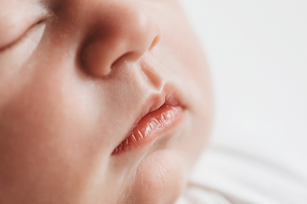 macro newborn baby lips