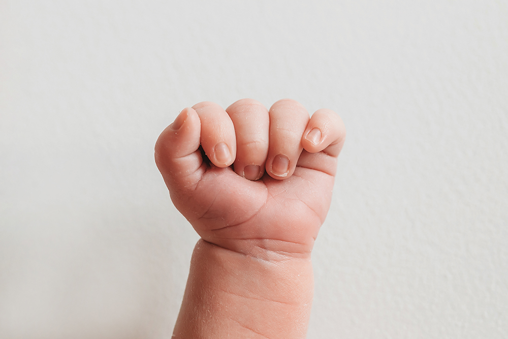 macro baby hand