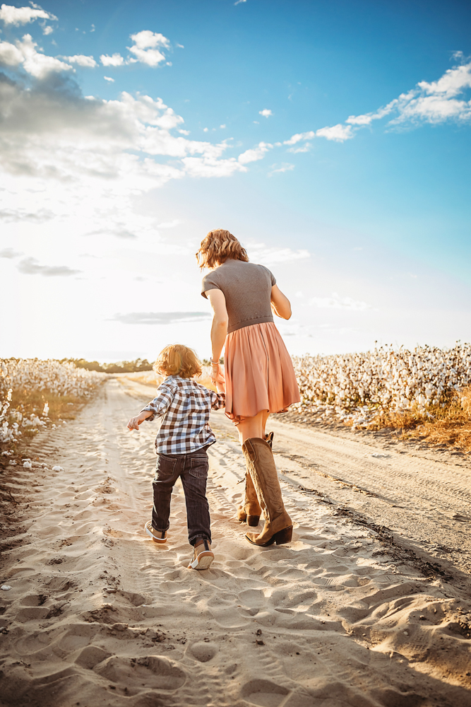 mom and son dirt road