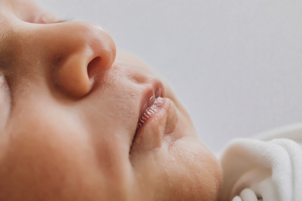 newborn baby lips closeup