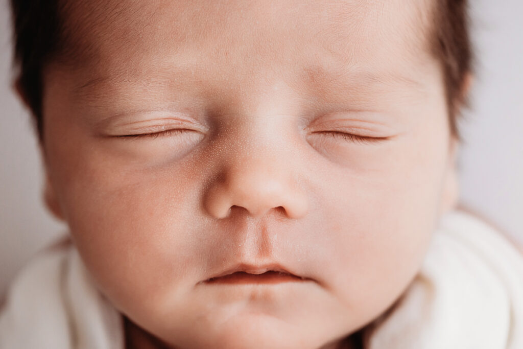 close up of newborn baby face