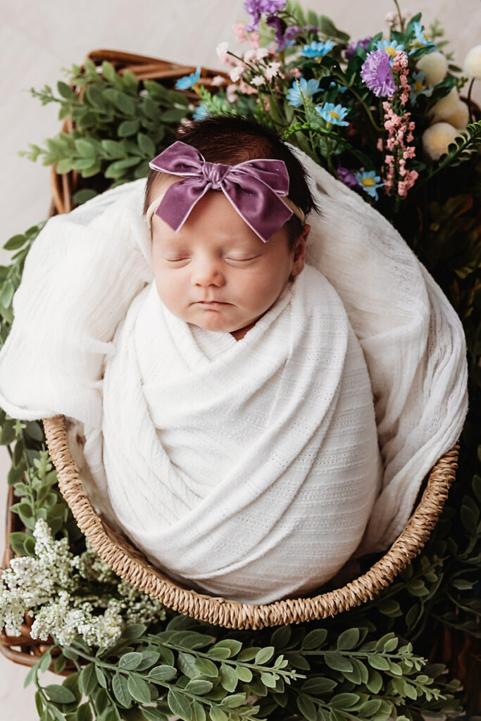 newborn in basket