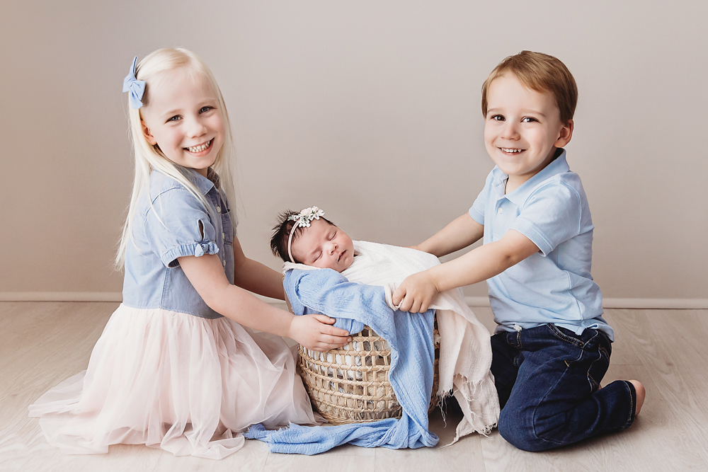 newborn photo studio with brother sister