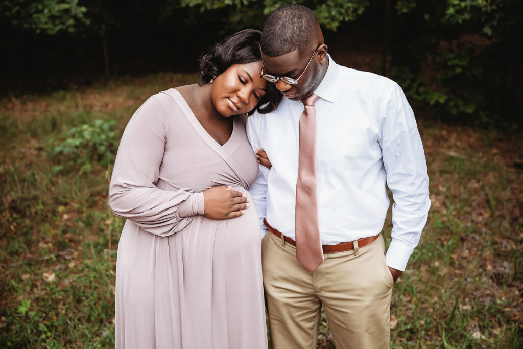 Head on his shoulder, quiet moment in meadow light near Florence SC