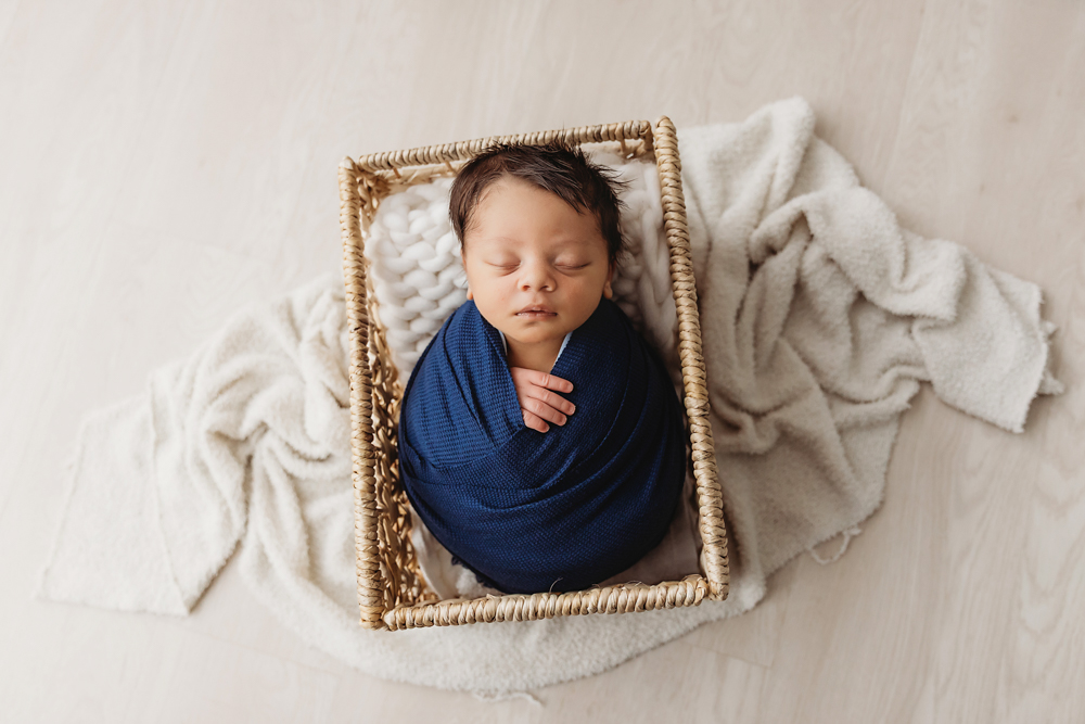 baby navy blue wrap in basket florence sc