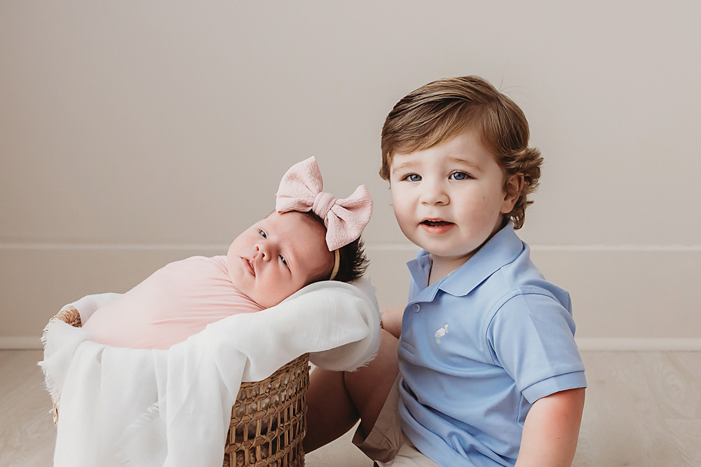 Baby Logan smiling big brother at Reflection Images by Tracy Rowell in Florence SC