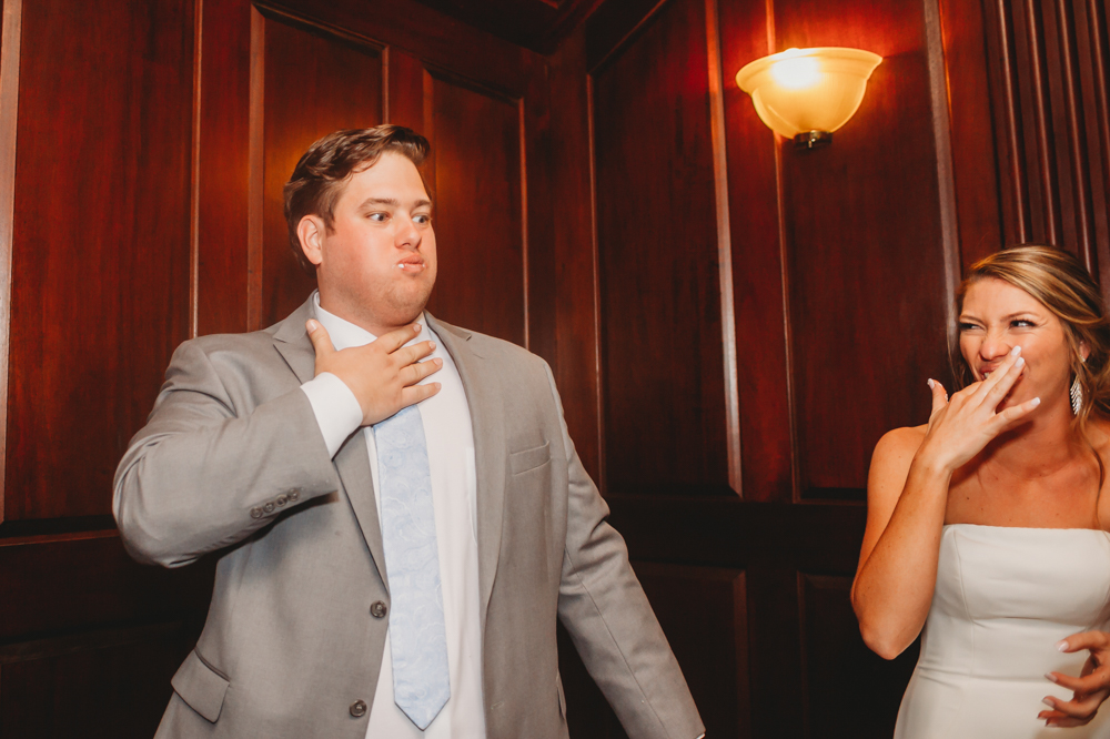 Wedding reception dancing, laughter, and celebration at Reflection Images by Tracy Rowell in Florence SC