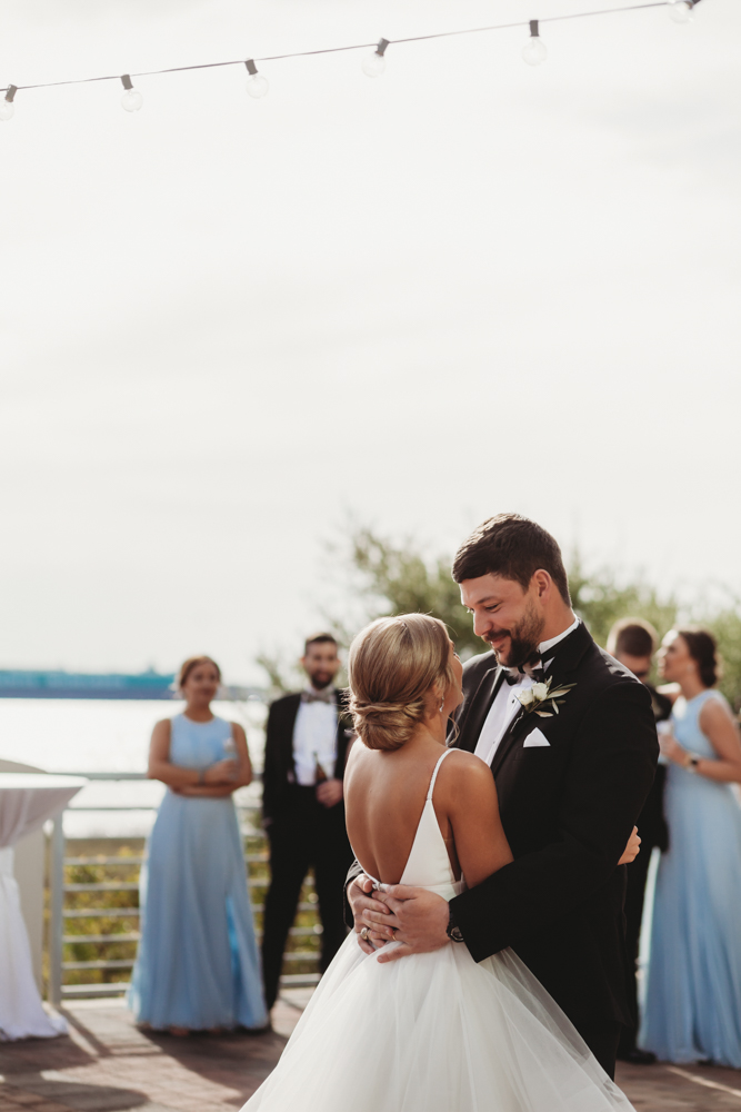Charleston SC Wedding moment during first dance, captured by reflection images by tracy rowell.