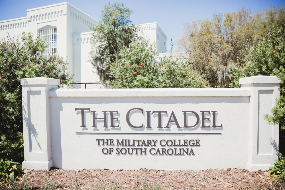Wedding moment during ceremony at The Citadel, captured by reflection images by tracy rowell.