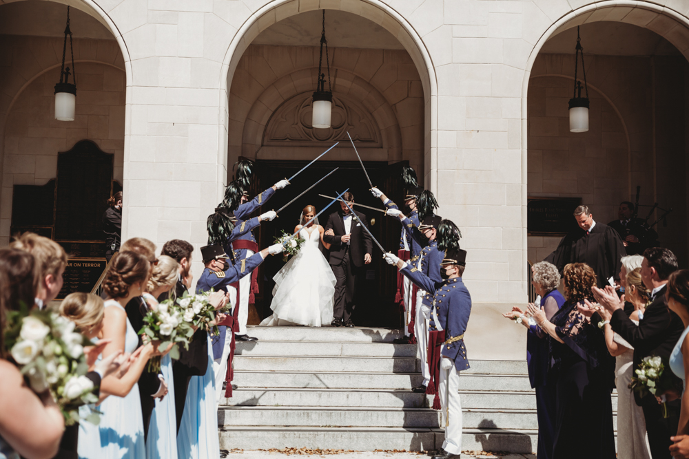 Wedding moment sword arch during ceremony at The Citadel, captured by reflection images by tracy rowell.