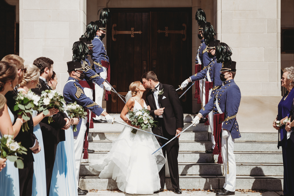 Wedding moment sword arch during ceremony at The Citadel, captured by reflection images by tracy rowell.