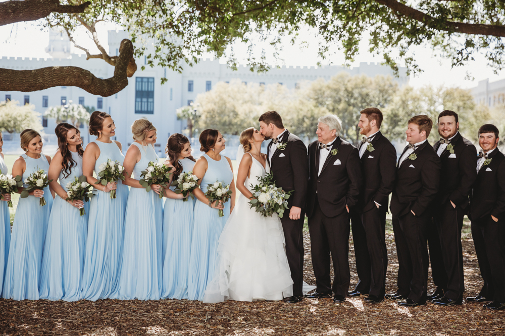 Wedding moment during bridal portraits, captured by south carolina wedding photographer.