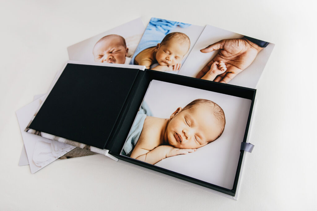 professional photography folio box with prints reflection images